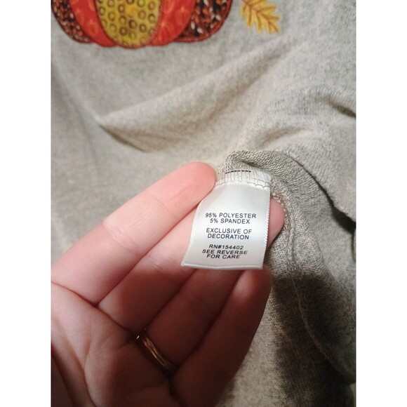 Clover and Pine Pumpkin Fall Appliqué Embroidered 3/4 Sleeve Pullover Tunic L - Picture 5 of 6